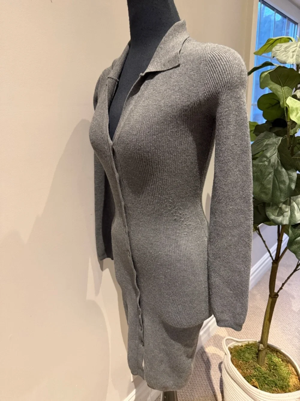 WILFRED ARITZIA COVE DRESS RIBBED KNIT POLO SWEATER DRESS - Picture 2 of 14